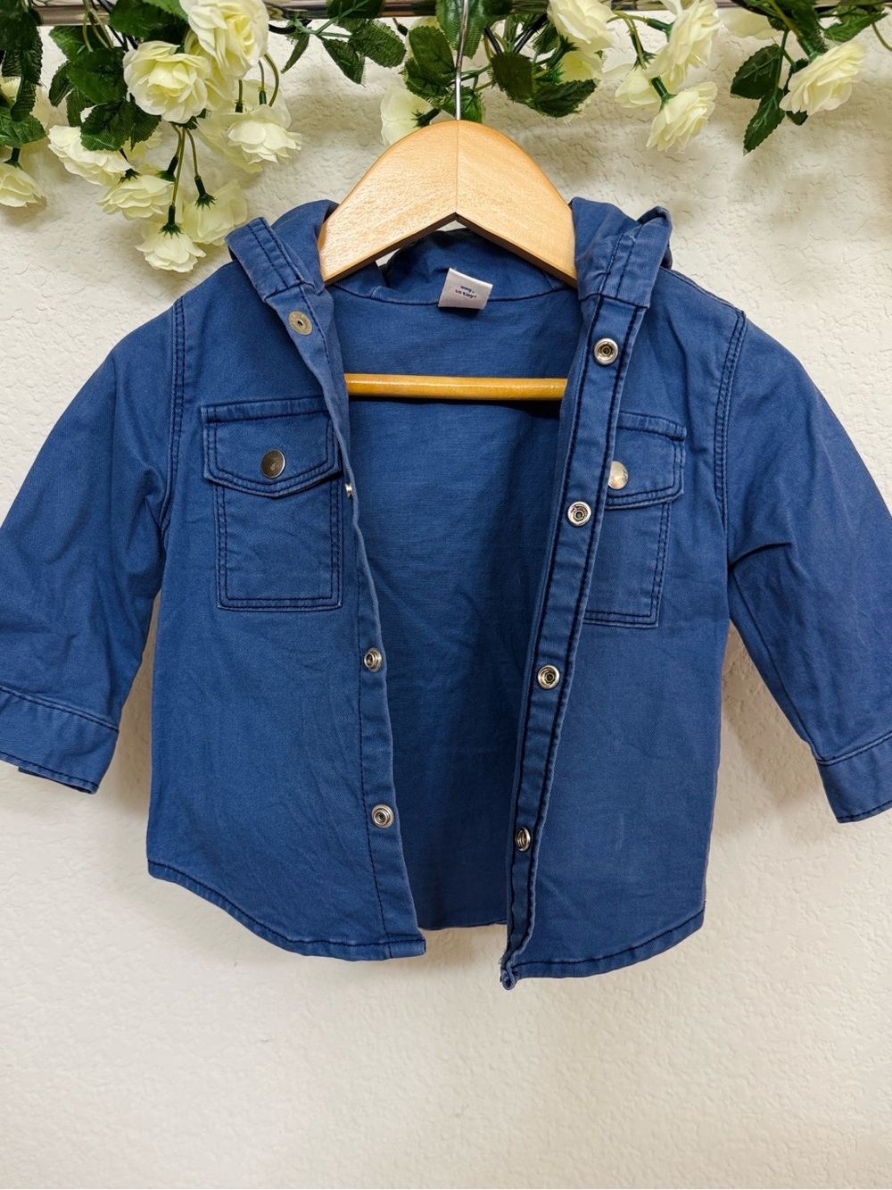Old Navy • Boys Navy Blue Hooded Utility Shirt Jacket Shacket